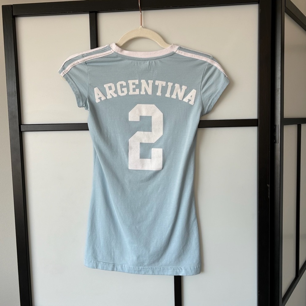 [S] Streetwear Society Argentina Soccer Logo Baby Blue Fitted Short Sleeve Tee - Picture 6 of 8